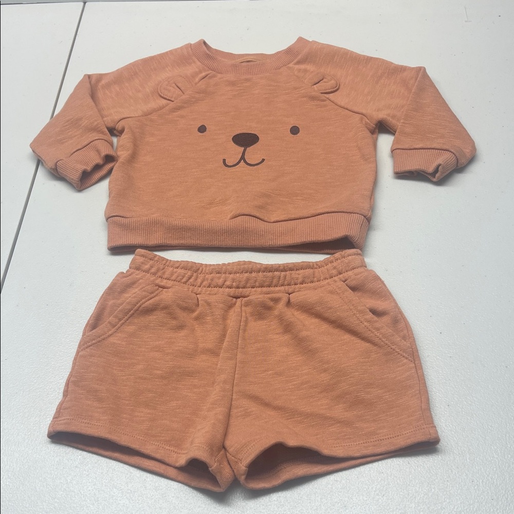 Cloud Island Orange Bear Face Kids Matching Set